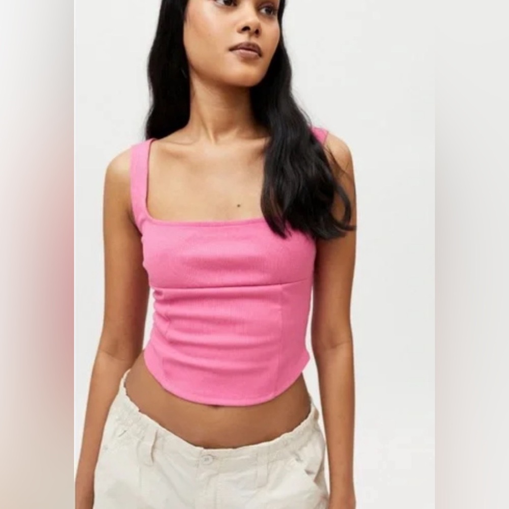 Urban Outfitters Pink Square-Neck Tank Top